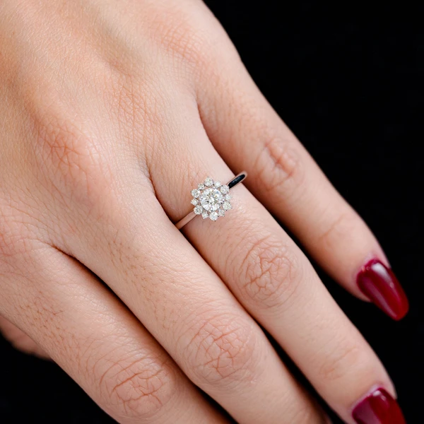 0.45ctw Flower Burst - Diamond Engagement Ring - All Natural 