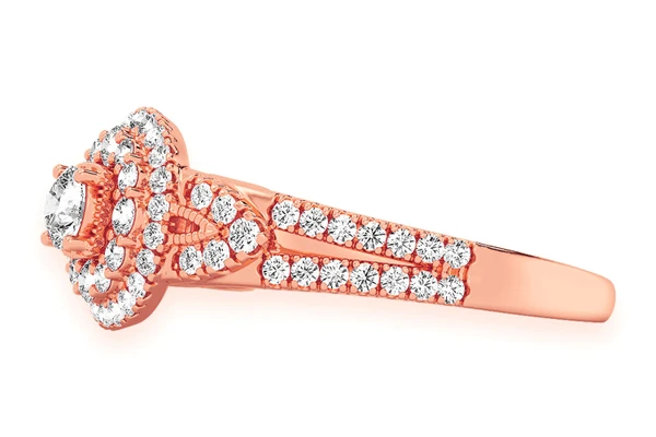 0.75ctw - Round Two Tier Halo - Diamond Engagement Ring - All Natural