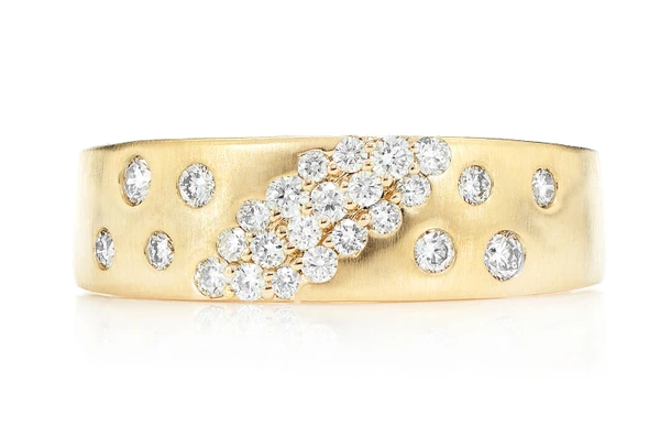 Diamond Scattered Angled Cluster Band Ring 14k Solid Gold 0.35ctw