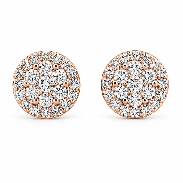 Halo Flower Stud Earrings 14k   3.00ctw