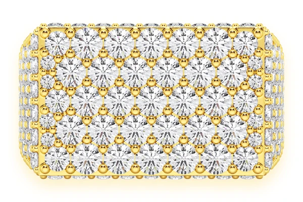 Rectangle Top Signet Diamond Ring 14k Solid Gold 5.50ctw