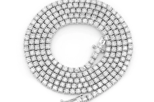 6pt Prong Set Diamond Tennis Necklace 14k Solid Gold 10.50ctw
