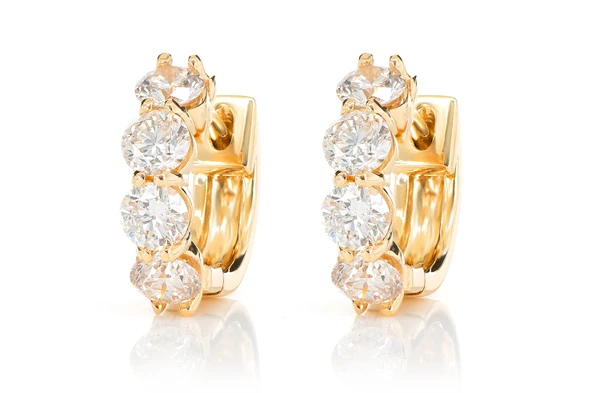 20pt Diamond Hoop Earrings 14k Solid Gold 1.60ctw