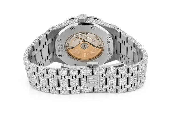 Custom Audemars Piguet Royal Oak Steel - 23.50ctw Fully Iced Out