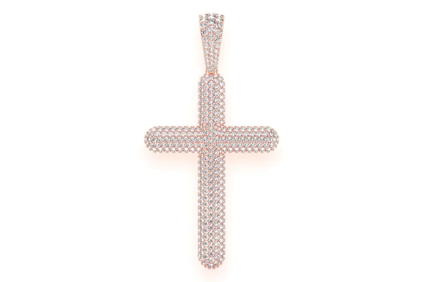 Bubbly Cross Diamond Pendant 14k Solid Gold 8.50ctw