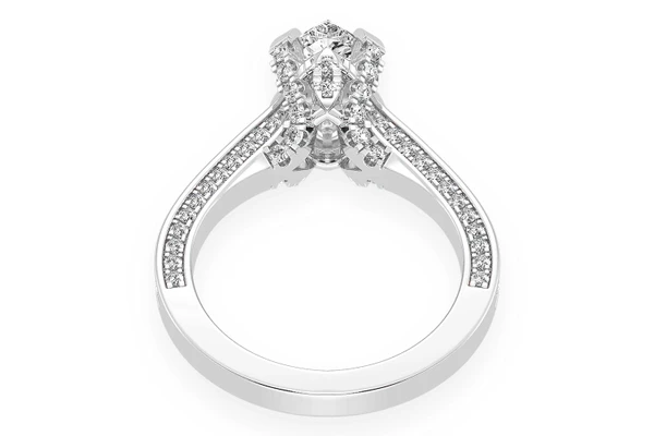 Chant - 1.50ct Pear Solitaire - Deluxe One Row Scallop - Diamond Engagement Ring - All Natural