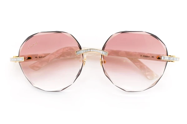 Cartier Glasses Iced Out Diamond Rimless - 1.60ctw - Yellow Gold