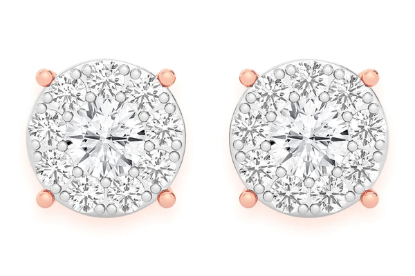 0.75ctw Mosaic Stud Diamond Earrings 14k Solid Gold 