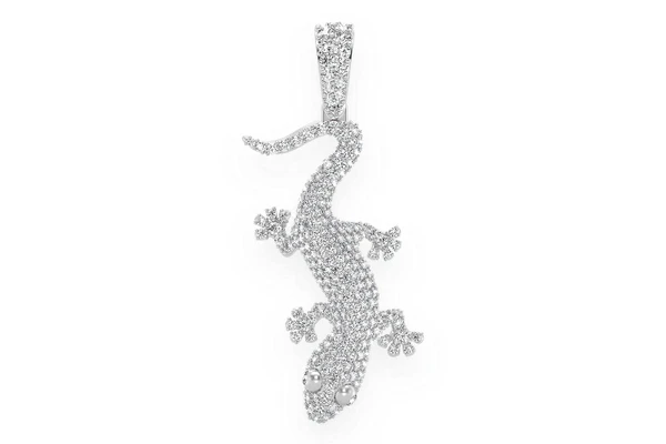 Lizard Diamond Pendant 14k Solid Gold 1.00ctw