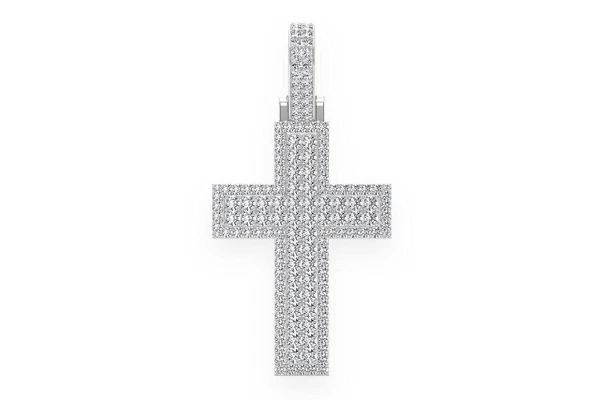 Border Cross Diamond Pendant 14k Solid Gold 4.50ctw