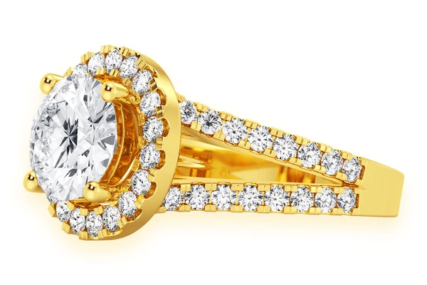Sphinx - 2.00ct Round Solitaire - Split Shank Halo - Diamond Engagement Ring - All Natural