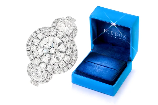 1.25ct Round Solitaire Double Halo Diamond Engagement Ring 14k Solid Gold