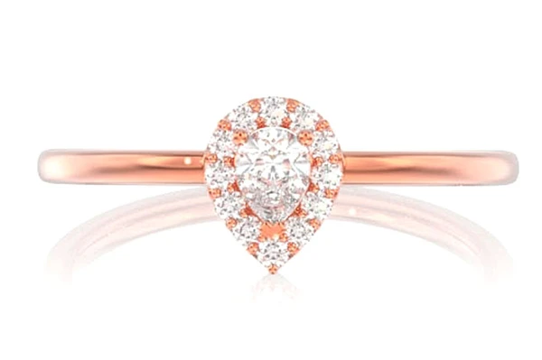 0.25ctw Pear Halo Scallop - Diamond Engagement Ring - All Natural 