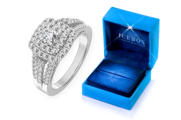 0.75ctw Round Double Halo - Diamond Engagement Ring - All Natural