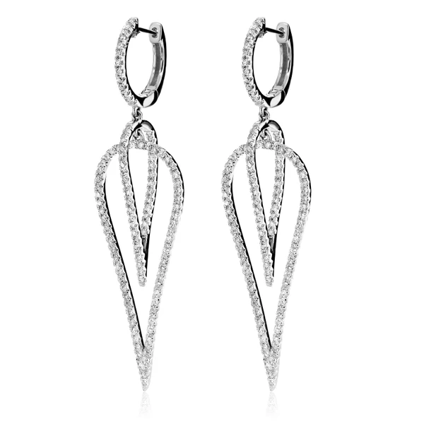 Dangling Upside-Down Teardrop Diamond Earrings 14k Solid Gold 1.35ctw 