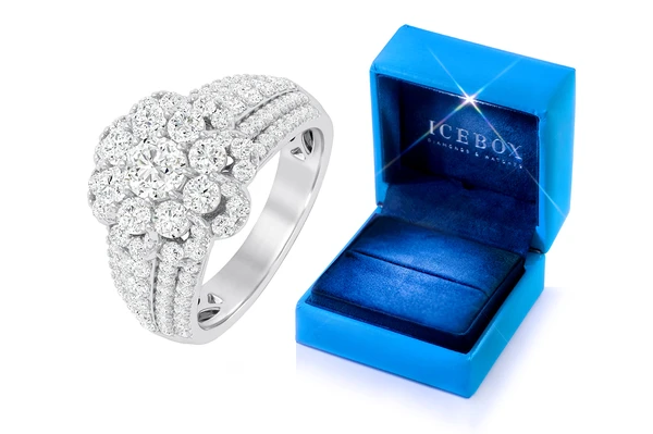 2.00ctw - Flora Five Row Wide Band - Diamond Engagement Ring - All Natural