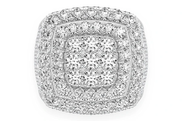 Step Double Halo Signet Diamond Ring 14k Solid Gold 7.00ctw