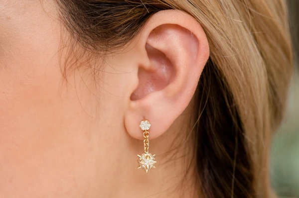 Spike Ball Dangling Diamond Earrings 14k Solid Gold 1.20ctw
