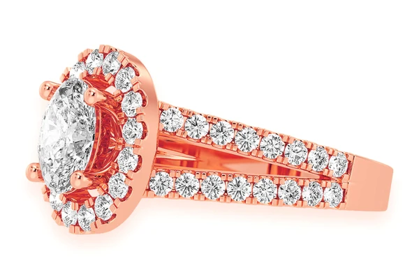 Sphinx - 1.00ct Oval Solitaire - Halo Split Shank - Diamond Engagement Ring - All Natural Vs Diamonds