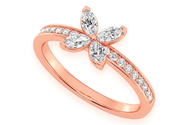 Marquise Flower Diamond Ring 14k Solid Gold 0.35ctw