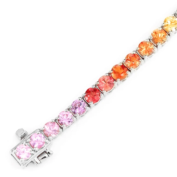 Rainbow Sapphire Bracelet 14k Solid Gold 7.30ctw 