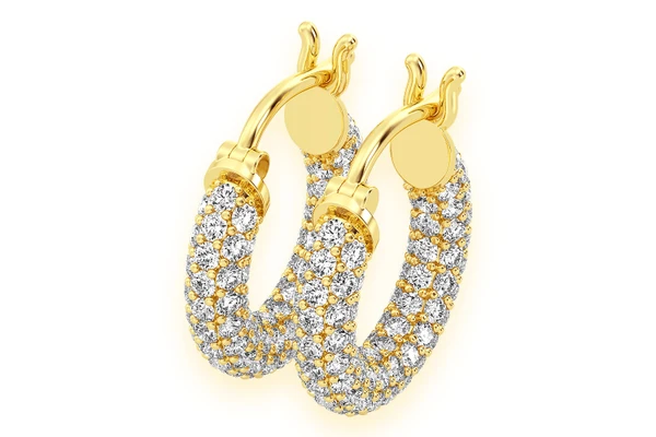 Bubbly Eternity Hoop Diamond Earrings 14k Solid Gold 2.00ctw