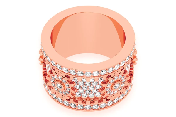 Super Fidget Gear Diamond Ring 14k Solid Gold 5.50ctw