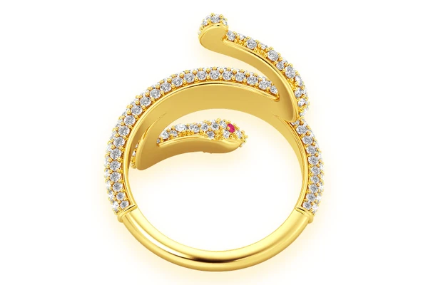 Snake Diamond Ring 14k Solid Gold 2.15ctw