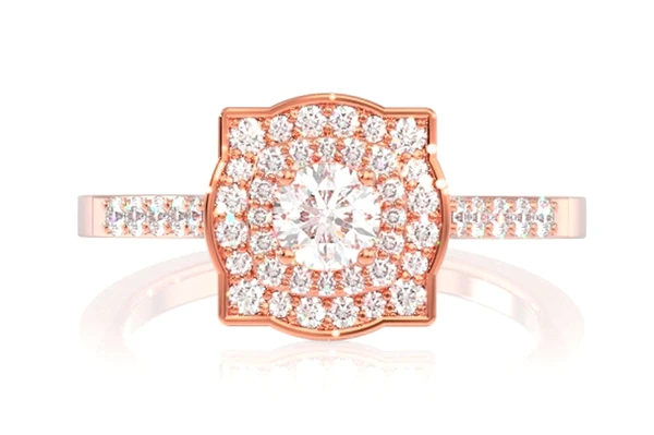 0.50ctw Double Layer Under Heart - Diamond Engagement Ring - All Natural