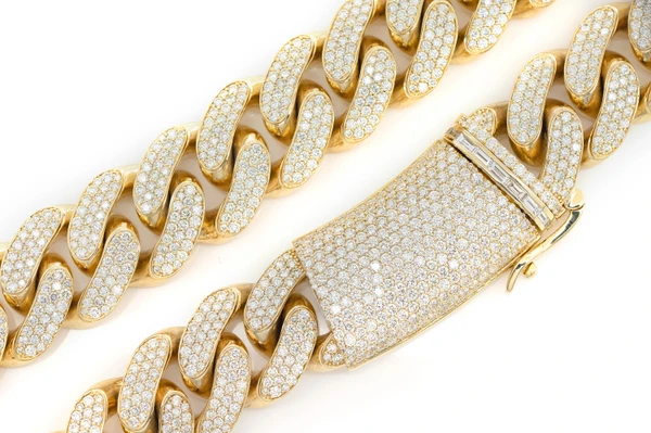 20MM Miami Cuban Link Diamond Necklace 14k Solid Gold 41.00ctw