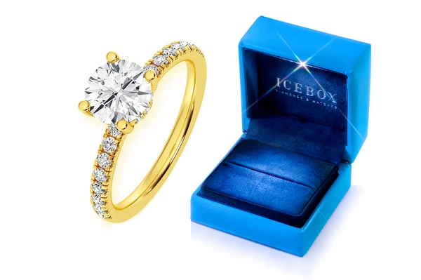 1.00ct Round Solitaire Hidden Halo Engagement Ring Natural Diamonds