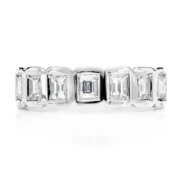 Seven Stone Diamond Baguette Bezel Band Ring 14k Solid Gold 0.90ctw