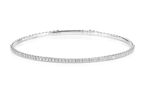 Prong Set Diamond Flex Tennis Bangle Bracelet 14k Solid Gold 0.70ctw