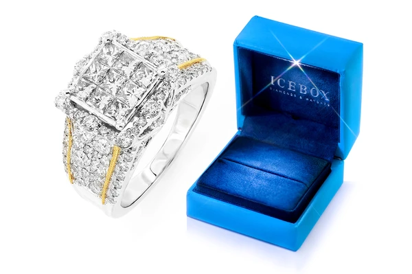 2.50ctw Invisible Princess Cut - Diamond Engagement Ring - All Natural