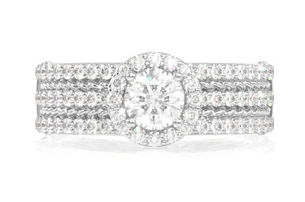 Three Row Diamond Rope Engagement Ring - All Natural - 1.00ctw 