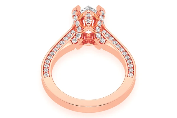 2.00ct Pear Solitaire -deluxe One Row Scallop - Diamond Engagement Ring - All Natural