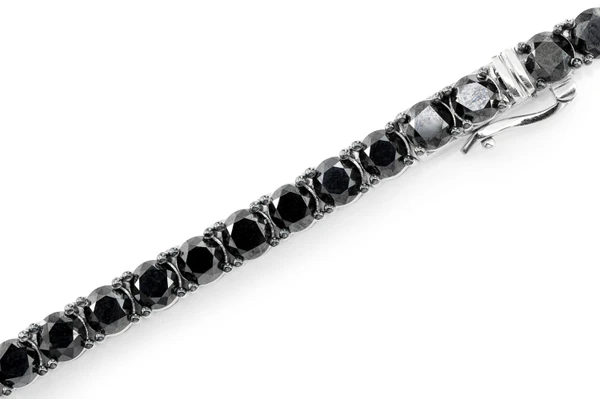 Black Diamond Prong Set Tennis Necklace 14k Solid Gold 62.25ctw