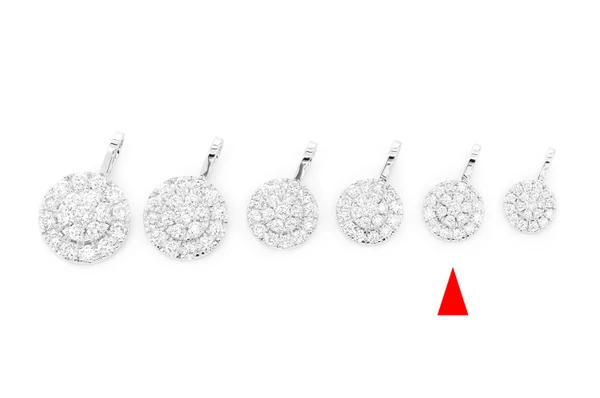 Round Two Tier Halo Diamond Pendant 14k Solid Gold 0.75ctw