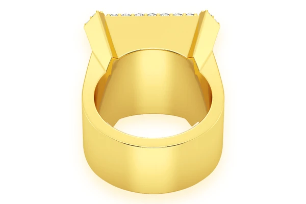 Emerald Shape Signet Diamond Ring 14k Solid Gold 2.30ctw