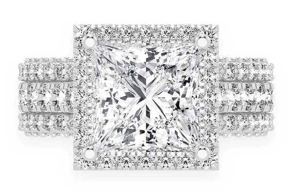 Tripp - 3.00ct Princess Solitaire - Three Row - Diamond Engagement Ring - All Natural Vs Diamonds