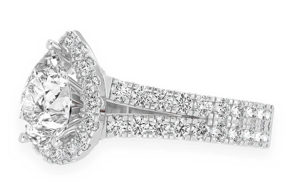 Sphinx - 2.00ct Pear Solitaire - Two Row Split Scallop - Diamond Engagement Ring - All Natural Diamonds