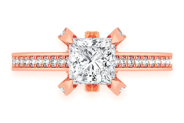 Chant - 1.00ct Princess Solitaire - Deluxe One Row Scallop - Diamond Engagement Ring - All Natural Vs Diamonds