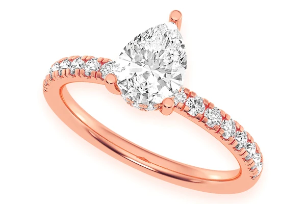 Thinn - 1.00ct Pear Solitaire - One Row Under Halo - Diamond Engagement Ring - All Natural