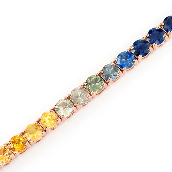 Rainbow Sapphire Bracelet 14k Solid Gold 7.30ctw 