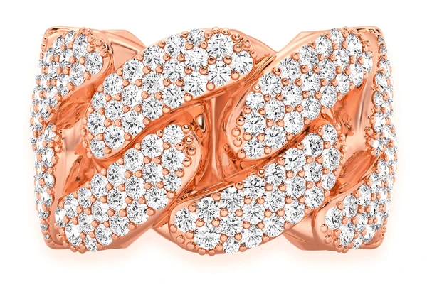 Super Miami Cuban Diamond Ring 14k Solid Gold 2.50ctw