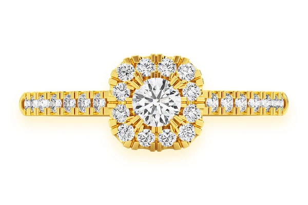 0.50ctw - Single Band Double Layer Square - Diamond Engagement Ring - All Natural