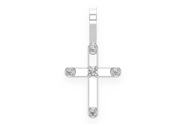 5 Diamond Cross Pendant 14k Solid Gold 0.05ctw