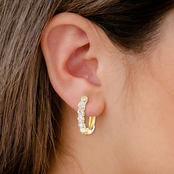 10pt Diamond Hoop Earrings 14k Solid Gold 1.00ctw