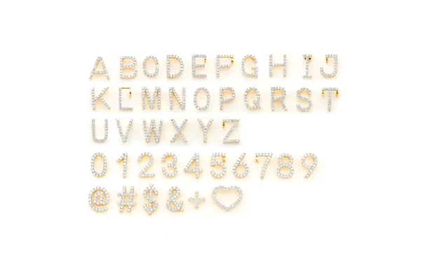 Letters & Numbers Diamond Pendant 14k Solid Gold .10ctw