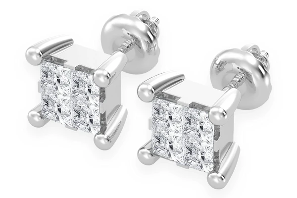 0.75ctw Quad Stud Diamond Earrings 14k Solid Gold 